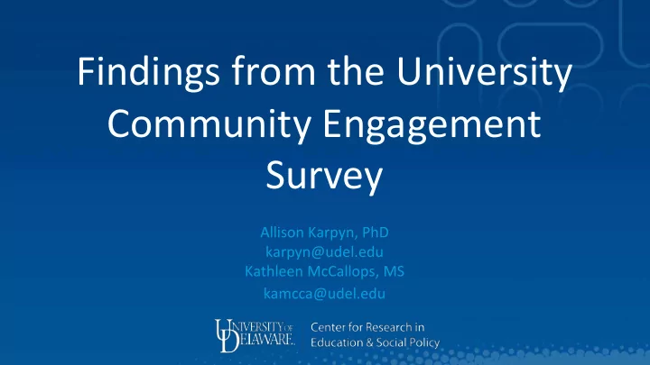 findings from the university community engagement survey