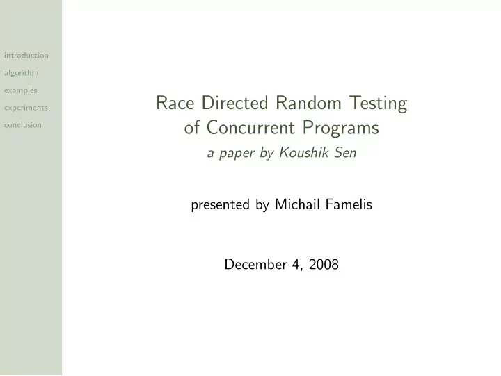 race directed random testing