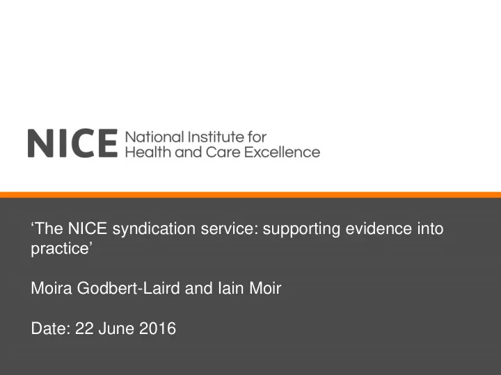 the nice syndication service supporting evidence into
