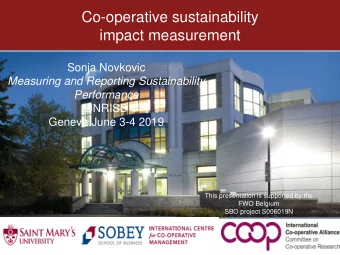 Co-operative sustainability  impact measurement  Sonja Novkovic  Measuring and Reporting