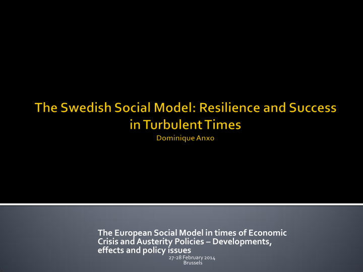the european social model in times of economic