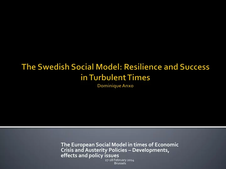 the european social model in times of economic