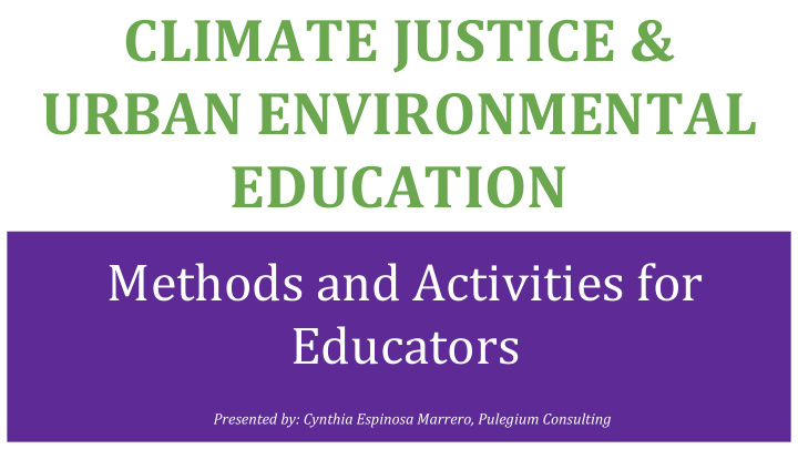 climate justice urban environmental education