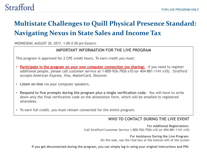 multistate challenges to quill physical presence standard