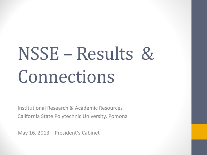 nsse results connections