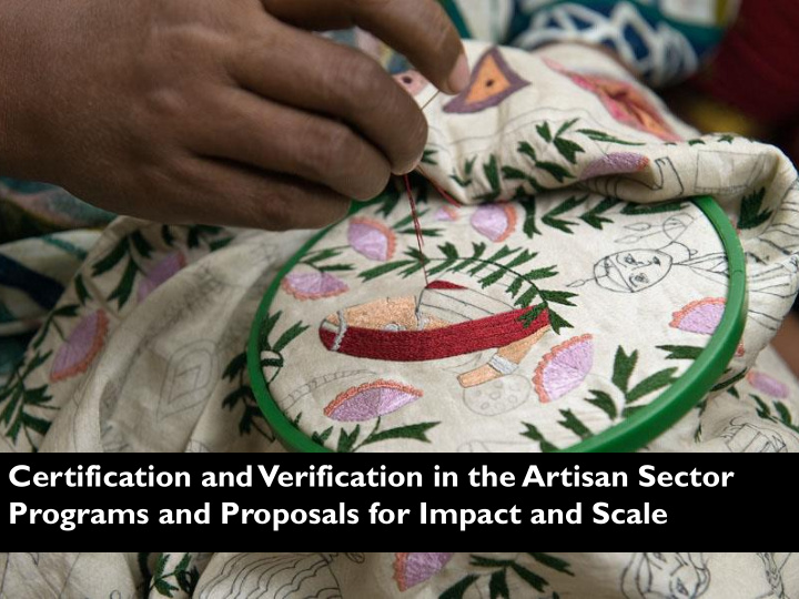 certification and verification in the artisan sector