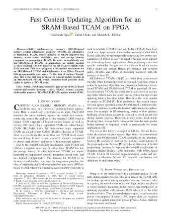 C  ONTENT-ADDRESSABLE MEMORY (CAM) is a  thus, slow updates retarded the lookup performance in