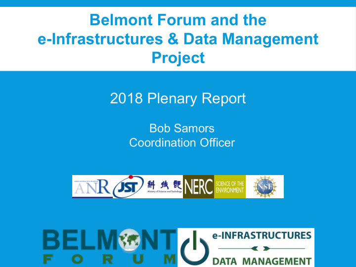 belmont forum and the e infrastructures data management