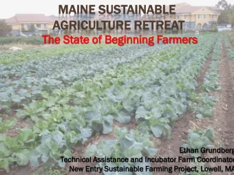MAINE  INE SU  SUST  STAINAB  INABLE  LE  AGRI  RICUL  ULTURE  URE RE  RETRE  REAT  The  e Sta