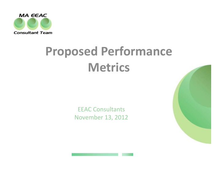 proposed performance metrics