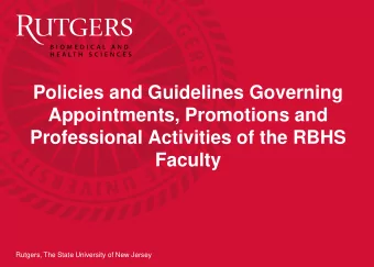 Policies and Guidelines Governing  Appointments, Promotions and  Professional Activities of the
