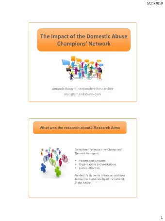 Champions Network  Champions Network Amanda Bunn  Independent Researcher