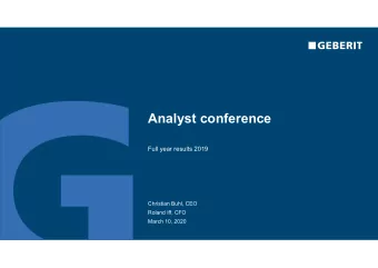 Analyst conference  Full year results 2019  Christian Buhl, CEO  Roland Iff, CFO  March 10, 2020