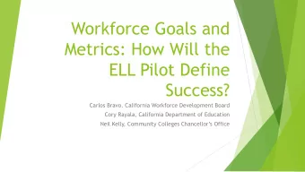 Metrics: How Will the  ELL Pilot Define  Success?  Carlos Bravo, California Workforce Development
