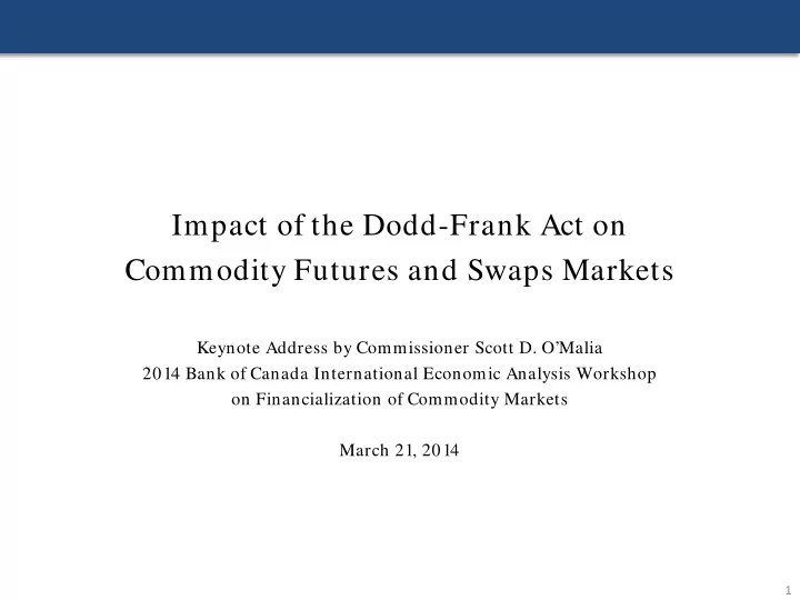 impact of the dodd frank act on commodity futures and