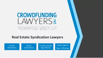 Real Estate Syndication Lawyers  Small Public &amp;  Private  Group  LLC/Partnership  Placements