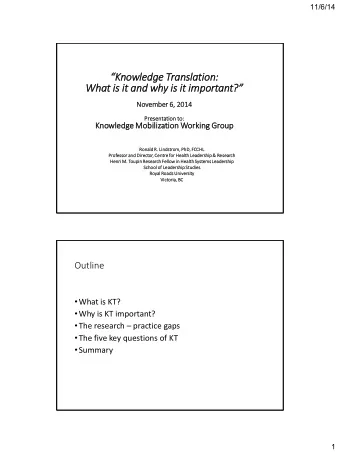 What is it and why is it important?  Nov  November 6,  6, 20  2014  14  Pr  Presen  esentation