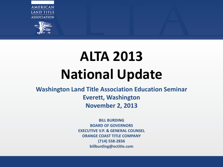 alta 2013 national update