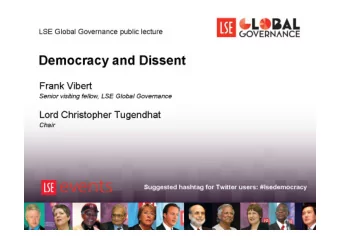 DEMOCRACY AND DISSENT  THE CHALLENGE OF  INTERNATIONAL RULE MAKING  Frank Vibert  NORMATIVE