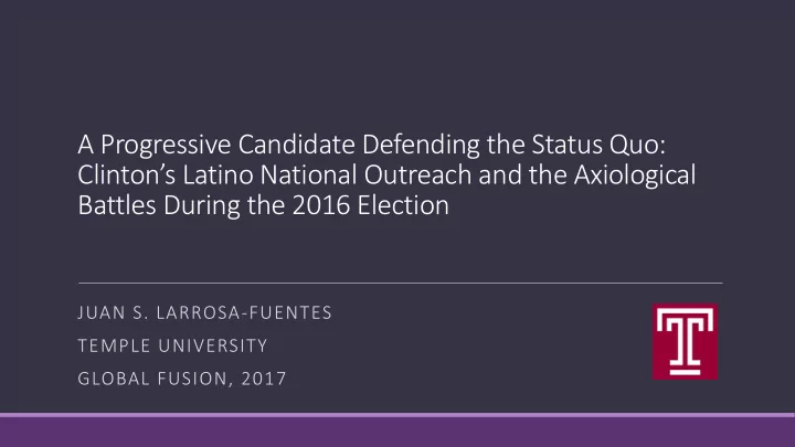 a progressive candidate defending the status quo clinton