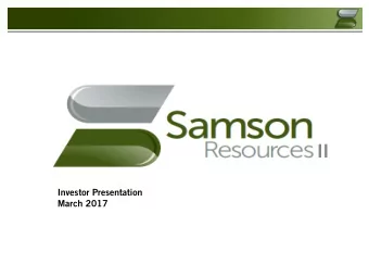 II  Investor Presentation  March 2017  Disclaimer  II  Forward-Looking Statements and Risk Factors