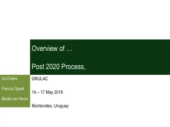 Post 2020 Process,  Co-Chairs  GRULAC  Francis Ogwal 14  17 May 2019  Basile van Havre