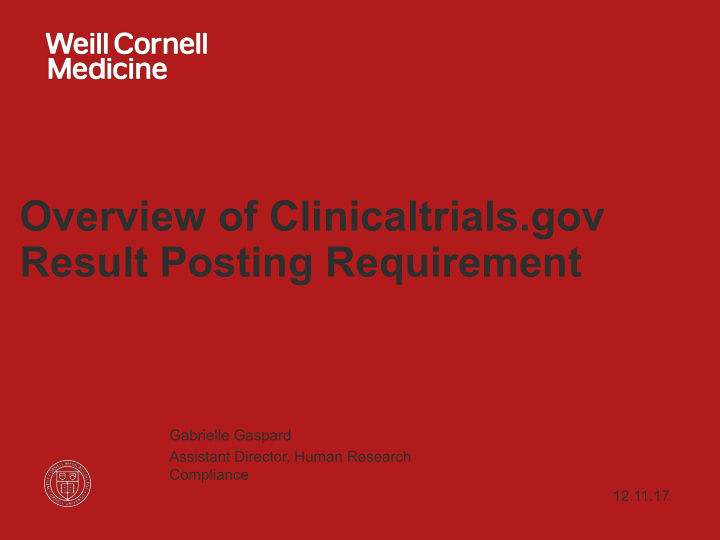overview of clinicaltrials gov result posting requirement
