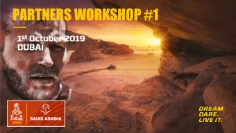 PARTNERS WORKSHOP #1  PROGRAM 1. Dakar 2020 General Presentation  Preamble  Communication
