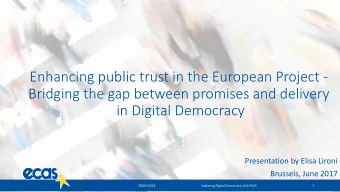 Enhancing public trust in the European Project -  Bridging the gap between promises and delivery