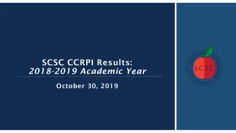 SCSC CCRPI Results:  2018-2019 Academic Year  October 30, 2019  Academic Metrics Within the CPF