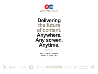 RESULTS FOR THE YEAR  ENDED 27 JUNE 2015  Disclaimer  |  Basis of Preparation of Slides