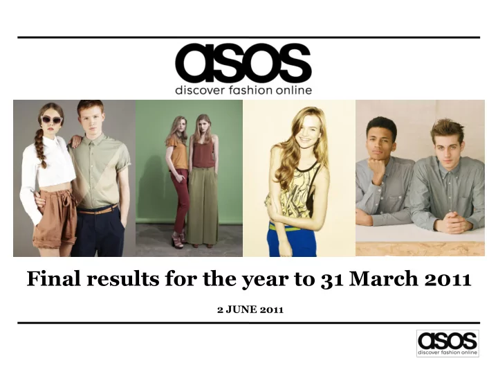 final results for the year to 31 march 2011