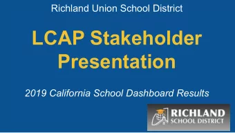 LCAP Stakeholder  Presentation  2019 California School Dashboard Results