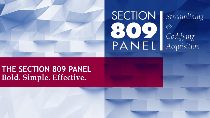 the section 809 panel bold simple effective disclaimer
