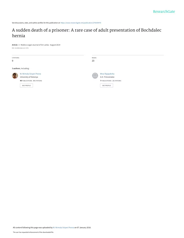 a sudden death of a prisoner a rare case of adult