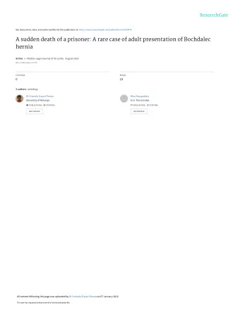 A sudden death of a prisoner: A rare case of adult presentation of Bochdalec  hernia Article in