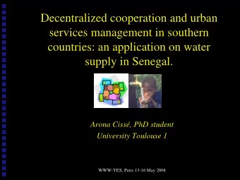 Decentralized cooperation and urban  services management in southern  countries: an application on
