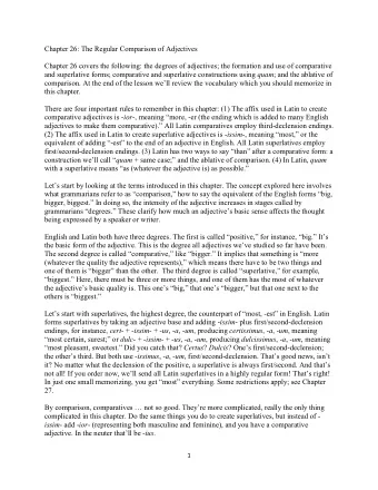 Chapter 26: The Regular Comparison of Adjectives  Chapter 26 covers the following: the degrees of