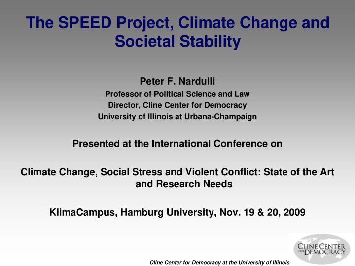 the speed project climate change and societal stability
