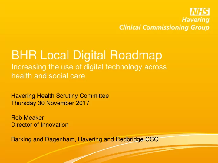 bhr local digital roadmap
