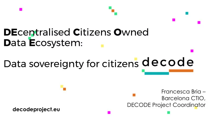 de centralised c itizens o wned d ata e cosystem data