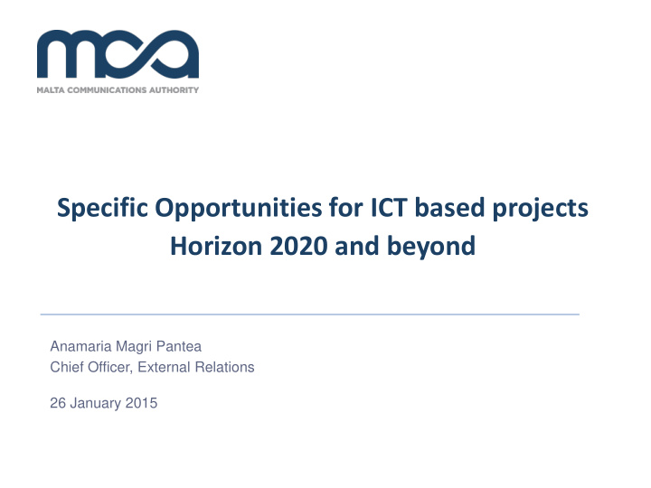 specific opportunities for ict based projects horizon