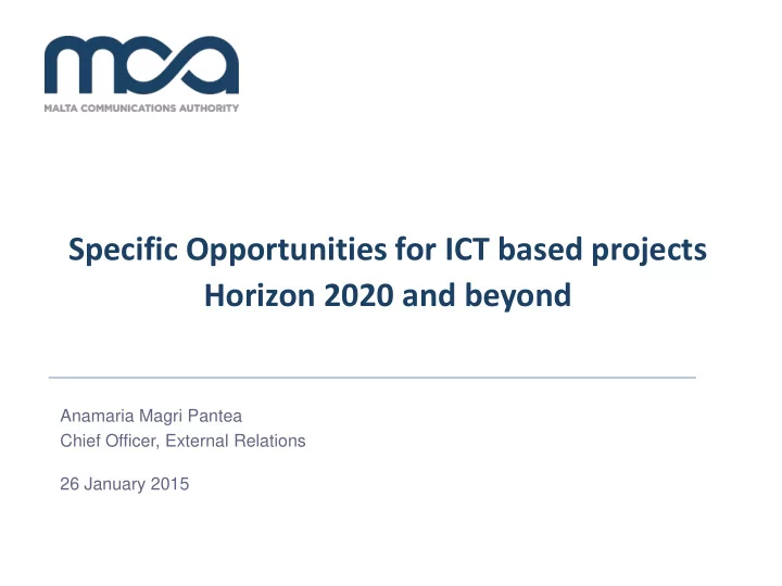 specific opportunities for ict based projects horizon