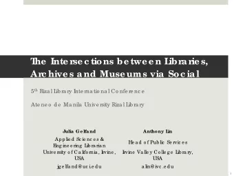 Communic ation:  T  he  Inte r  se c tions be twe e n L  ibr  ar  ie s,  Ar  c hive s and Muse ums