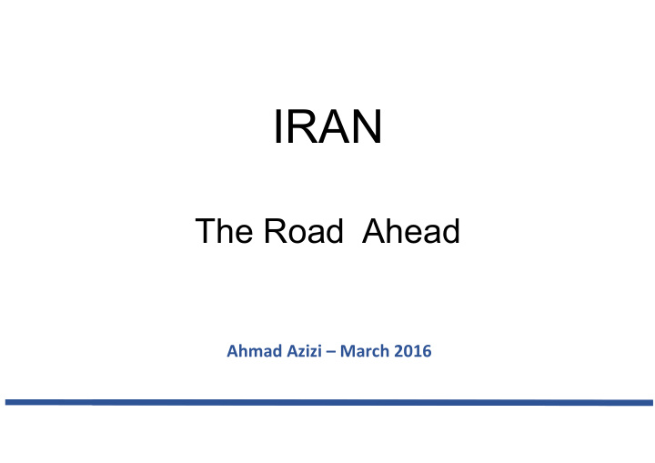 iran the road ahead