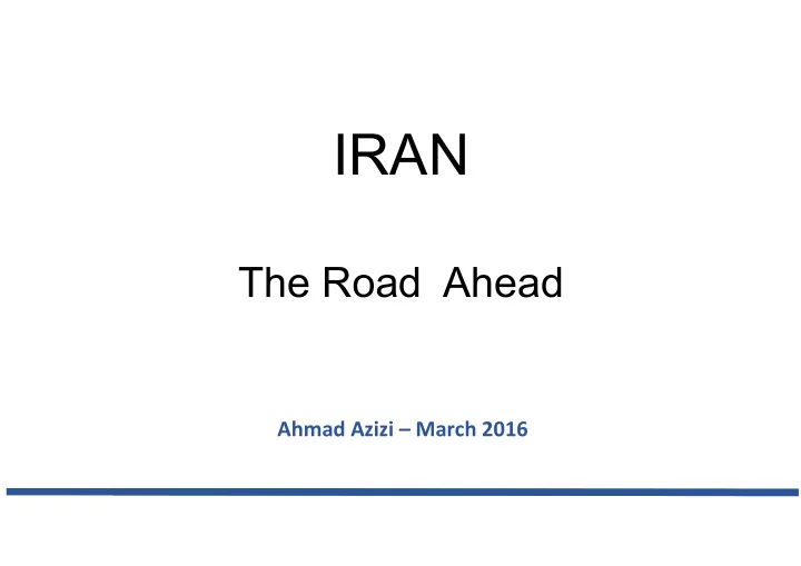 iran the road ahead