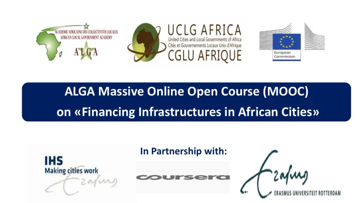 on financing infrastructures in african cities