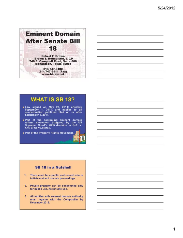 eminent domain after senate bill 18