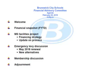 Financial Snapshot  January 2018  Brunswick CSD  Middle School Project  Update  February 20, 2018