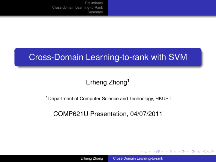 cross domain learning to rank with svm